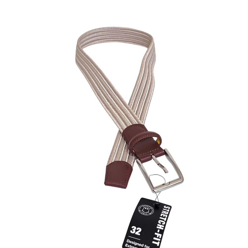 Ghost Golf Mens Woven Stretch-Fit Belt 32 Beige Brown Casual Extreme Comfort